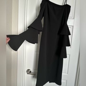 Off-the-shoulder Black Cocktail Dress